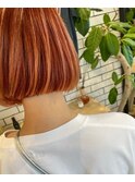 ミニボブ×オレンジ　セミウェット毛流れ髪質改善トリートメント