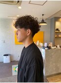 20代30代メンズスパイラルパーマワイルドオシャレ感アッシュ