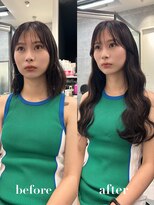 リリー(Lilley)&nbsp;【lilley 稲永麻衣】エクステ+ブリーチなしカラー+天神韓国ヘア