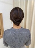 ボブアップ　アップヘア　シニヨンアレンジ　参列ヘア