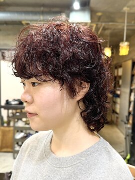 ナループロアオハナ(Nalu pu loa ohana) ウルフパーマ/パーマ/マレットヘア/原宿/表参道/ボルドーカラー