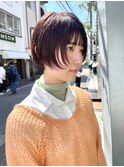 NUDEピンクレイヤーショート大人ショートボブ前髪なしショート