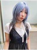 【azu】水色　アッシュ　レイヤー　ブリーチ