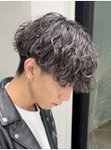緩めシャドウパーマメンズ縦落ち波巻きツイストスパイラルパーマ