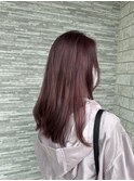 顔周りレイヤーカットローズピンクダブルカラーブリーチくすみ系