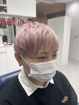 ディスイズバーバー(THIS IS BARBER) ホワイトピンク マッシュ 束感ショート 【札幌】