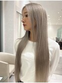 ホワイトブロンド_ダブルカラー_ホワイトグレージュ