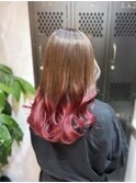 グラデーション風裾カラー　ピンクバイオレット