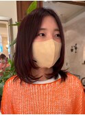 ★ミディアムレイヤーカット/ワンカール/チェリーブラウン/銀座