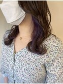 やわらかベージュとイヤリングカラーパープル☆