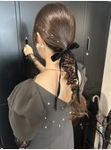 ヘアセット/ヘアアレンジ/編みおろしアレンジ/参列ヘア