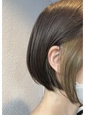 くすみボブ チラッと見せてインナーカラー くすみ系bob