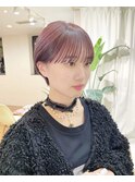 マッシュショート 耳かけショート ピンク ショートボブ