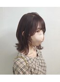 大人ガーリーチョコレート小顔カット外はねボブ