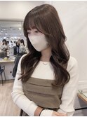 韓国風くびれロングレイヤー オリーブベージュ