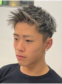 奈良men'sジェットモヒカン短髪ホワイトメッシュ