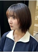 顔周りレイヤーカットくびれヘアミルクティーベージュカラー