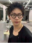 ナードスパイキーショート/ピンパーマ/黒髪/ブルーブラック1