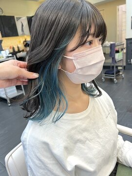ヒート バイ アンカットラウンジ 渋谷(HEAT by UNCUT&LOUNGE) ターコイズブルー/インナーカラー/ケアブリーチ/春カラー　渋谷