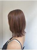 オレンジベージュ×くびれボブ