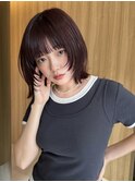 渋谷顔まわりレイヤーボブ/ワインレッドカラー/くびれヘア