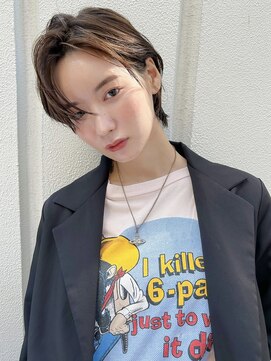 ショートカット/ショートボブ/小顔/オリーブグレー/銀座