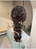 結婚式参列お呼ばれヘアセット/ツイン編みおろしヘアアレンジ