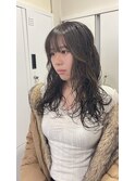 ミルクティーブロンド/ダークブルー/デジタルパーマ/茅ヶ崎
