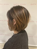 キャトルセゾン(quatre saisons)&nbsp;絶壁克服前下がりボブ×バレイヤージュカラー