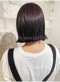 外ハネボブ　ミニボブ　切りっぱなしボブ　アッシュ　透明感
