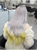 ホワイトカラー×エンドカラー黄色☆ハイトーン