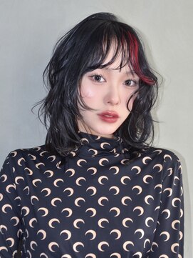 アルバム 池袋(ALBUM) ピンクヘアーウェーブパーマ透明感カラーイメチェン前髪_F20383