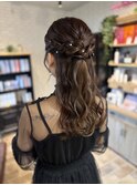 ハーフアップアレンジ  編み込みハーフアップ  ヘアセット大阪