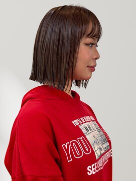 切りっぱなしボブ アッシュブラウン 透明感カラー 髪質改善 20代