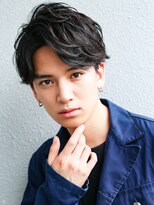 ソフトツイスト黒髪マッシュネオウルフオリーブカラーワンレン
