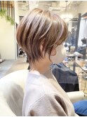 《30代40代》白髪ぼかしハイライト×前下がりボブ【イケダ】