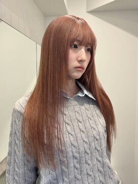 ラフ 新宿(Laff) 新宿 前下がり ストレート ブリーチカラー オレンジベージュ