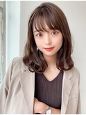 小顔/前髪/ネビージュ/ボブルフ/レイヤーカット/黒髪/ボブ