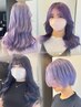 カット+ケアワンカラー+トリートメント(韓国ヘアワンホンヘア派手髪個性派)