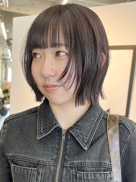 ノード(NODE) 栄黒髪垢抜け丸みシルエットボブヘア　切りっぱなしボブ