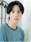 ナチュラル韓国風センターパート黒髪メンズ就活ショートI南越谷