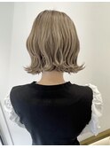 切りっぱなしボブ ゆる波ウェーブパーマ コテ巻き風t331