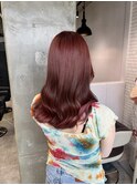 miu&橋本愛海 ブリーチなしダブルカラーで艶々レッド