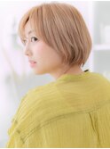 ★艶感ストレートオレンジベージュ丸みショートボブ20代30代★1