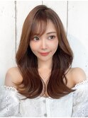 イメチェンロングレイヤー顔周りレイヤー後れ毛小顔カット美髪