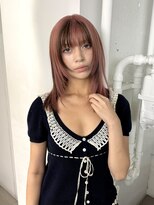 フェイスレイヤーカットウルフカットピンクブラウンカラー