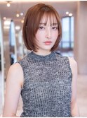 20代30代大人かわいい/シルキーベージュ/ストレートボブ/前髪