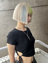 イエナ 渋谷(IENA)&nbsp;ホワイトベージュデザインカラー切りっぱなしボブ