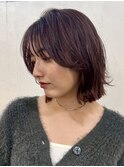 ミディアムヘア/暗めカラー/グランマッシュ/デザインカラー