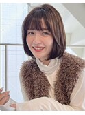 美髪大人ボブ内巻きボブまとまるボブ艶グレージュココア